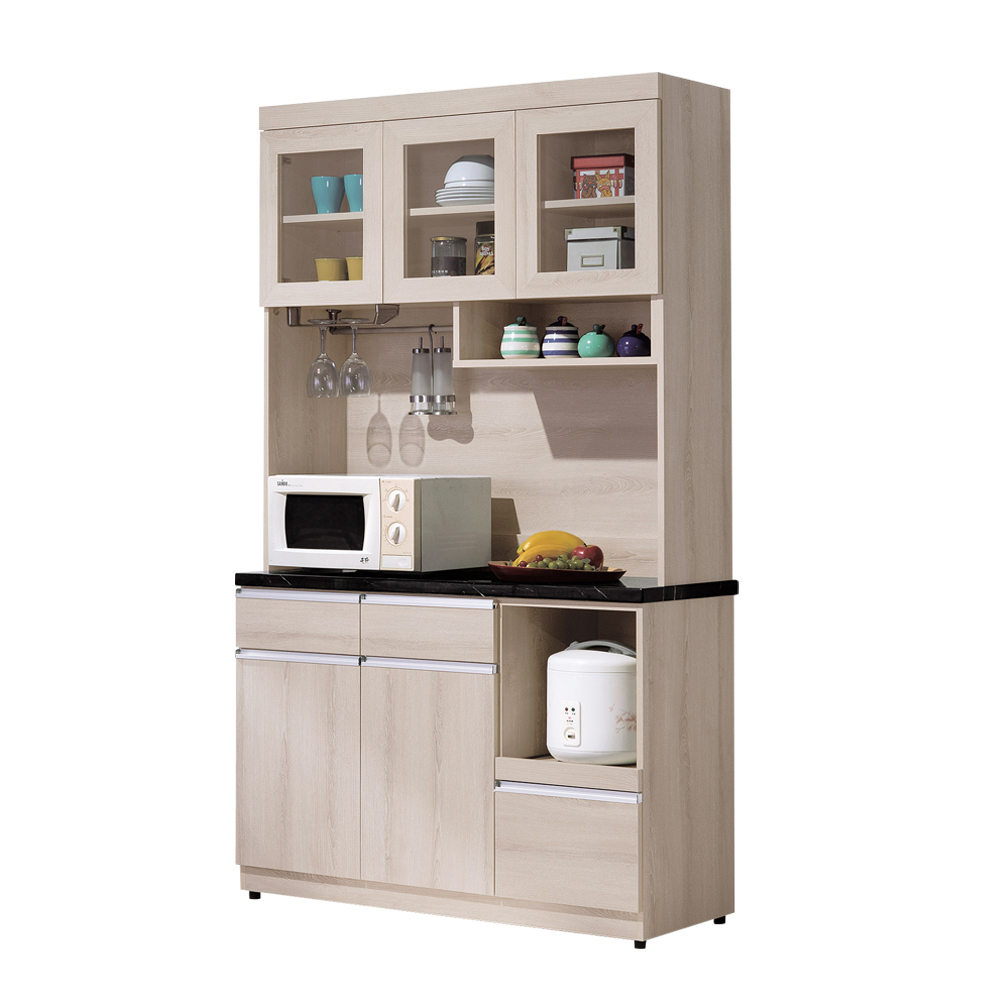 妮薇4尺石面收納高餐櫃/碗盤櫃/電器櫃(上座+下座)