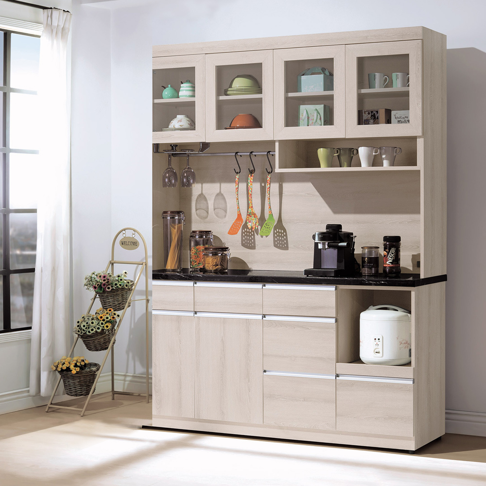 妮薇5.4尺石面收納高餐櫃/碗盤櫃/電器櫃(上座+下座)