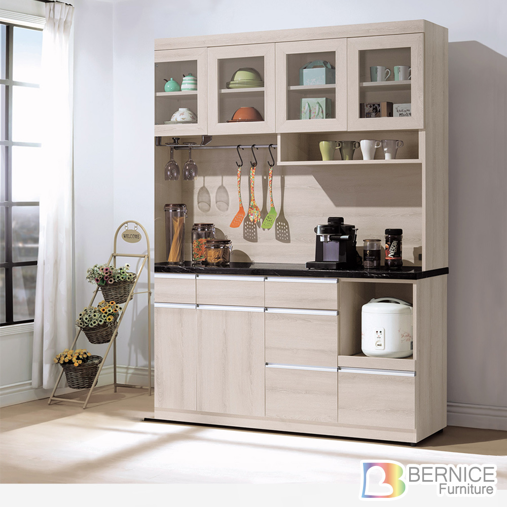 妮薇5.4尺石面收納高餐櫃/碗盤櫃/電器櫃(上座+下座)