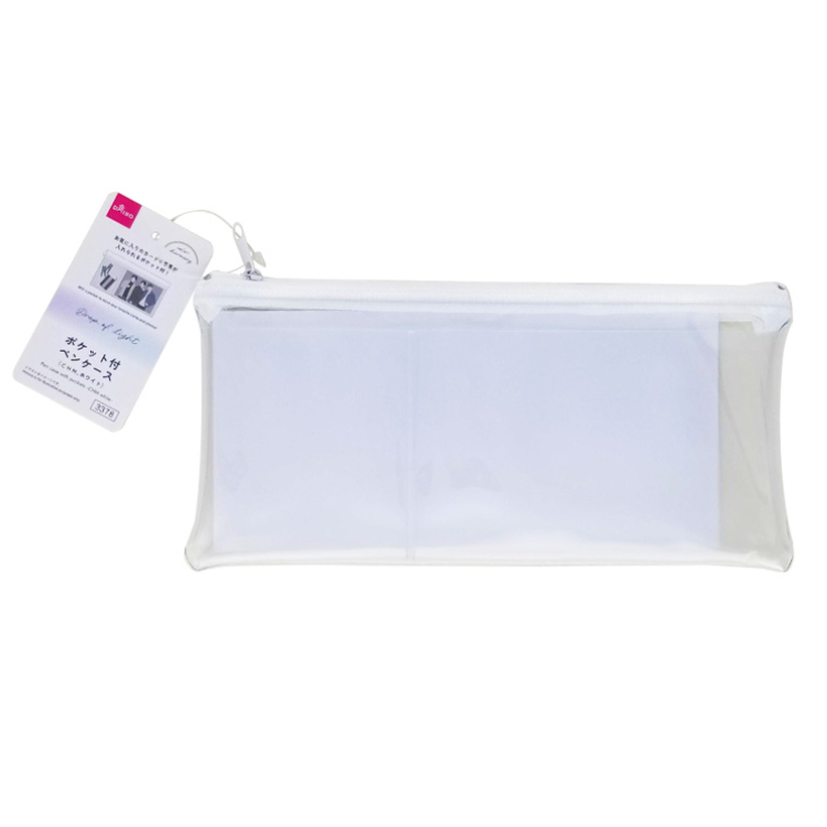 附收納口袋筆袋/白 22×11×1cm