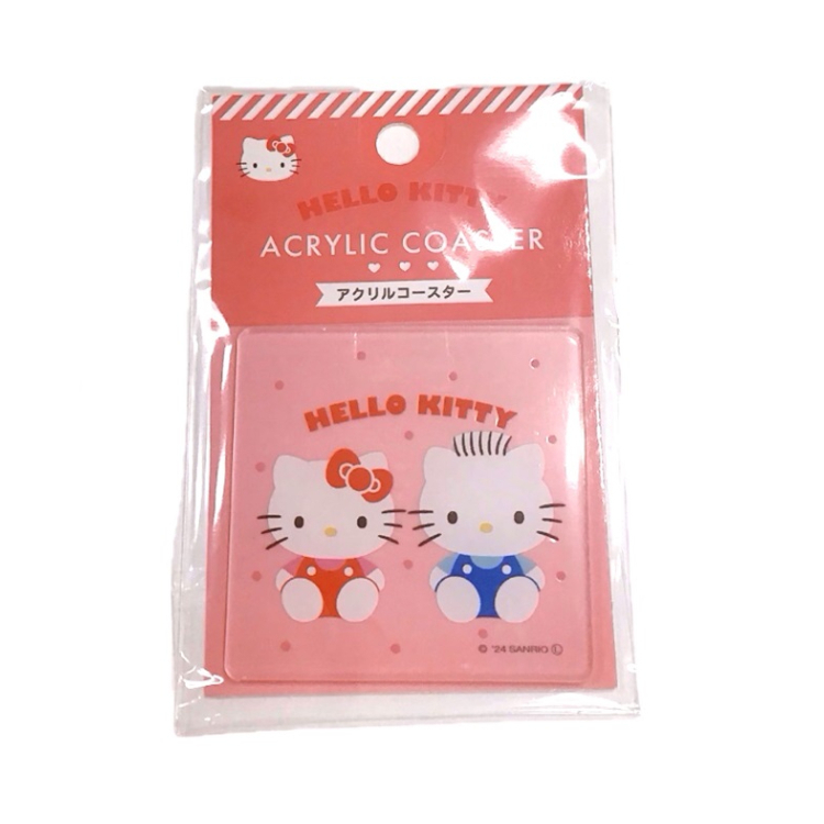 壓克力杯墊/Hello Kitty 紅 7.5×7.5×0.3cm