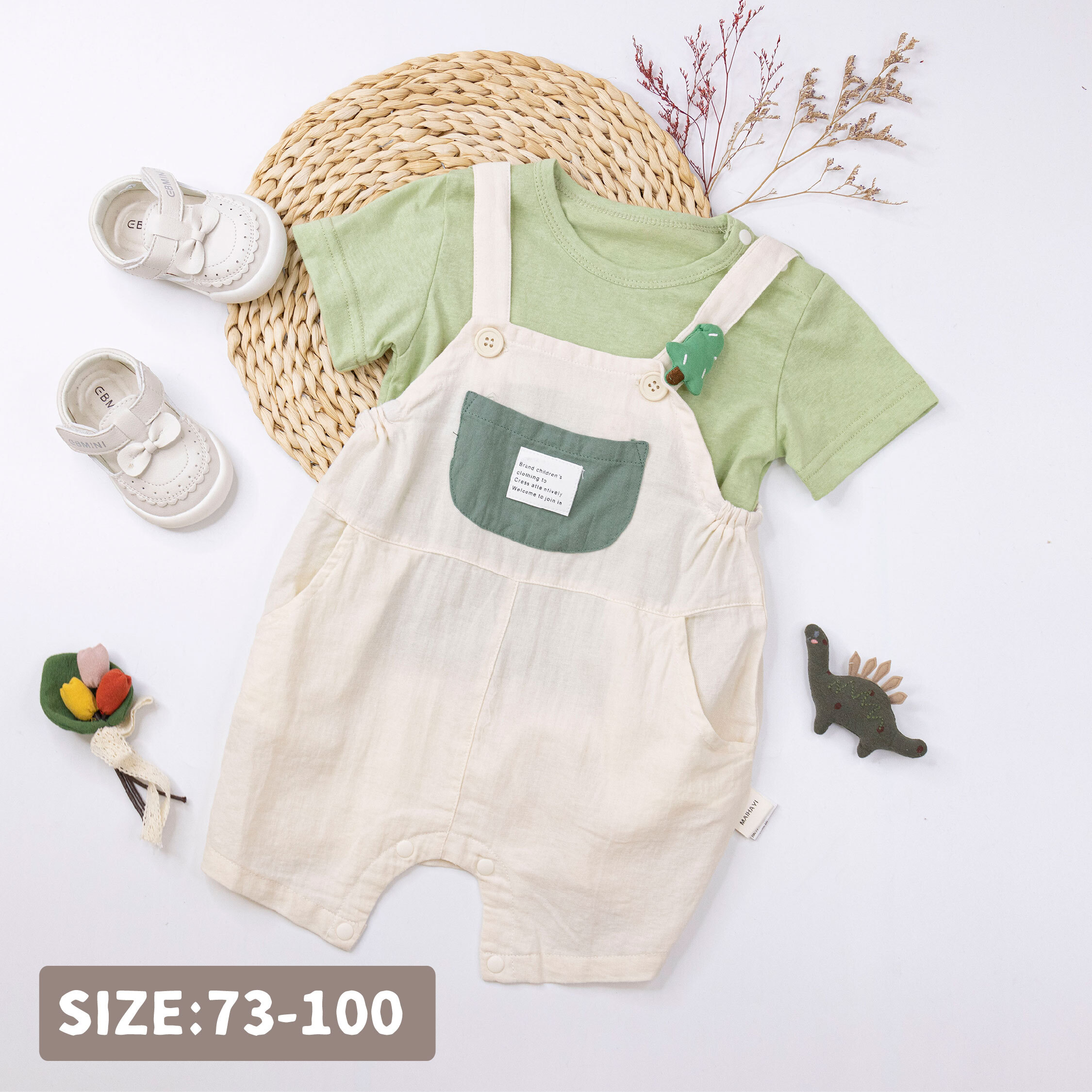 【JG0496】質感立體小樹造型兩件式吊帶套裝