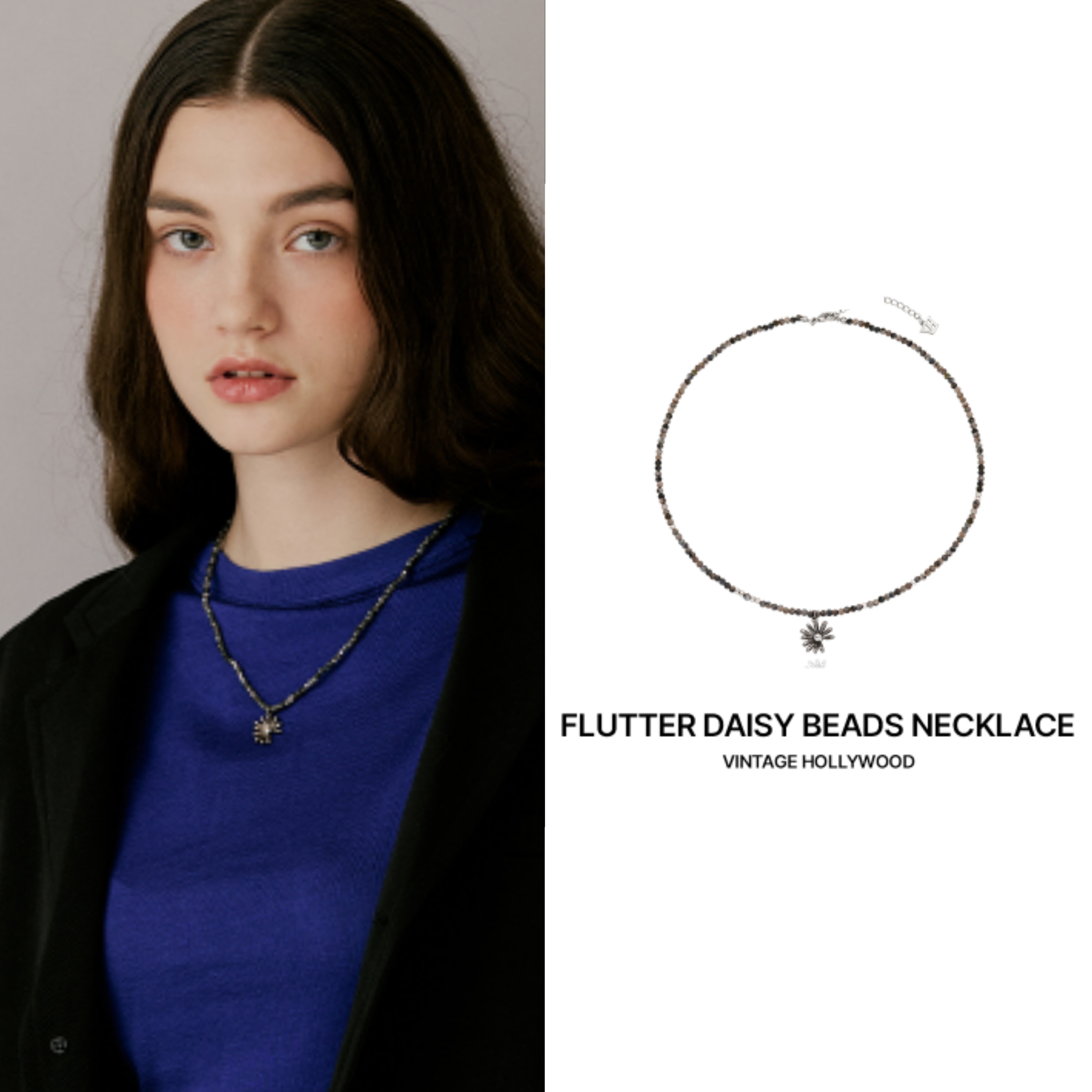 Vintage Hollywood] Flutter Daisy Beads Necklace_VH25N