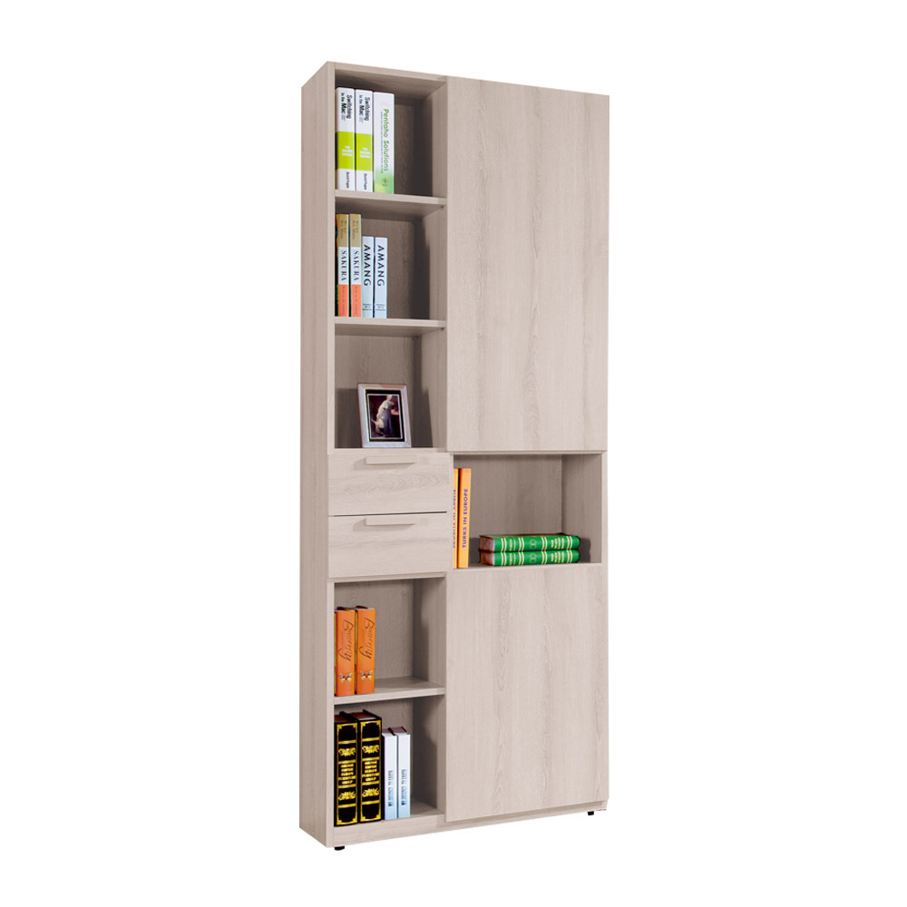 珊迪2.5尺開放式二門二抽書櫃/收納置物櫃