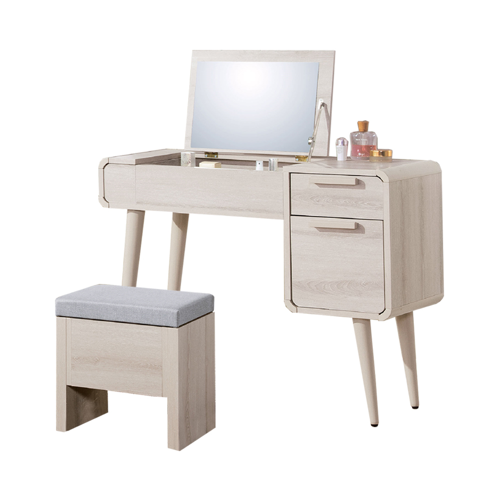 珊迪3尺北歐風掀蓋式化妝桌/鏡台(贈化妝椅)
