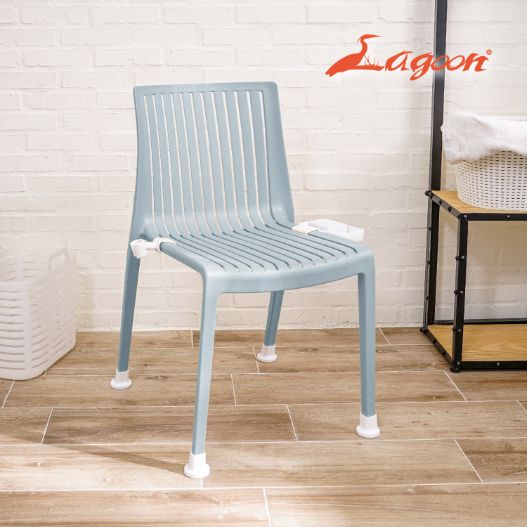 【Lagoon洗澡椅(無扶手)】附蓮蓬頭架/盥洗用品盒 安全靠背/防滑腳墊