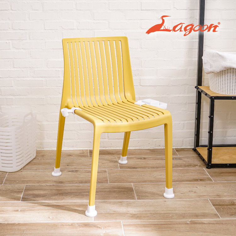 【Lagoon洗澡椅(無扶手)】附蓮蓬頭架/盥洗用品盒 安全靠背/防滑腳墊