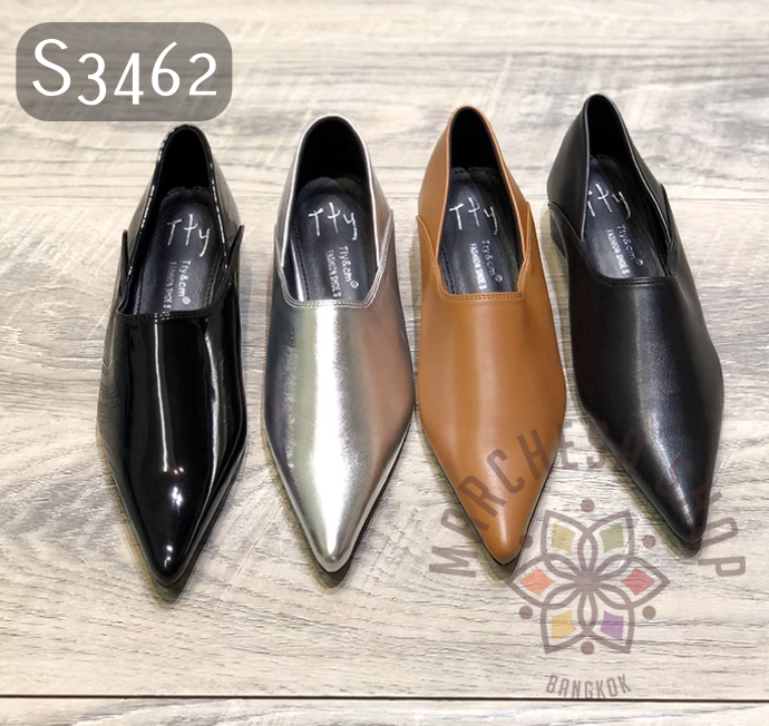 S3462 - 羊皮深口尖頭低踭鞋