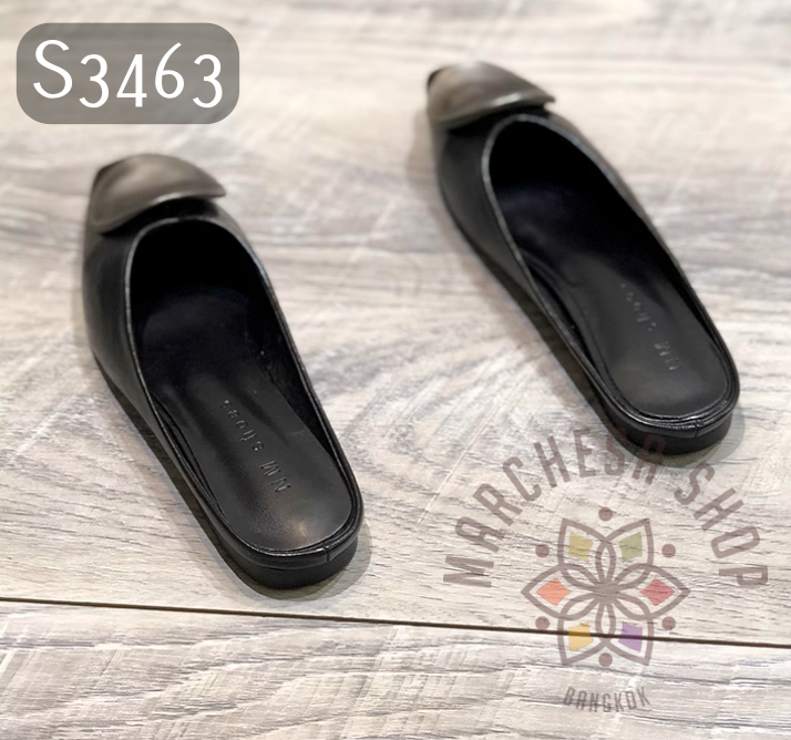 S3463 - 牛皮型格銅裝飾低踭涼拖