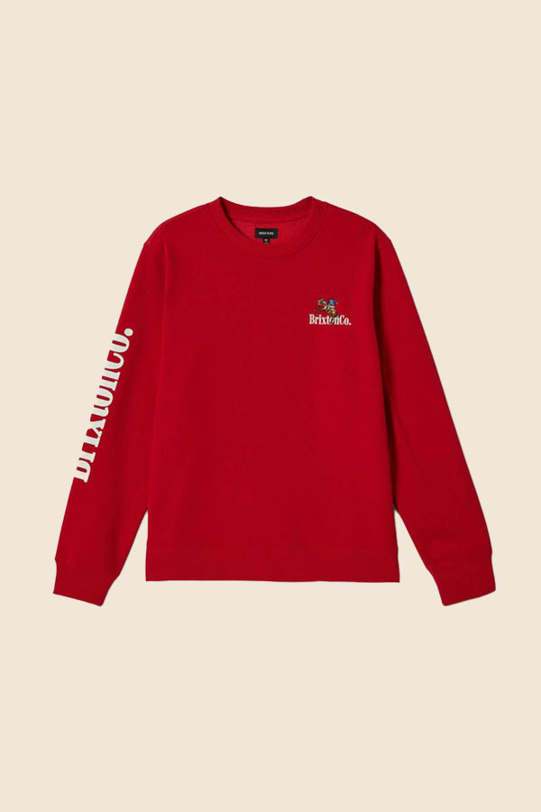 BRIXTON - 圓領刷毛上衣 -紅色