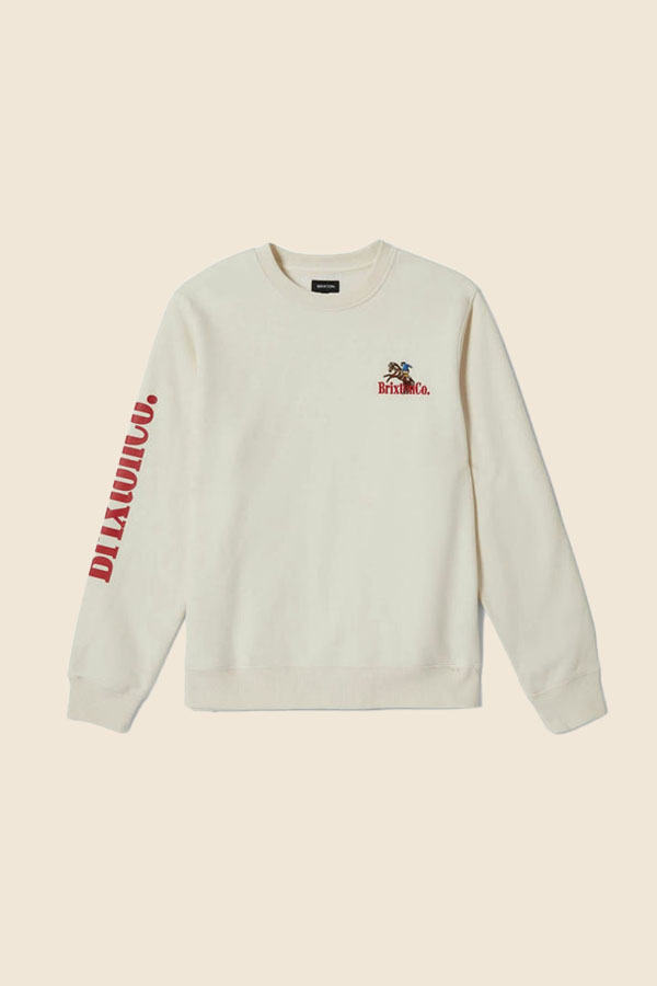 BRIXTON - 圓領刷毛上衣 - 經典白