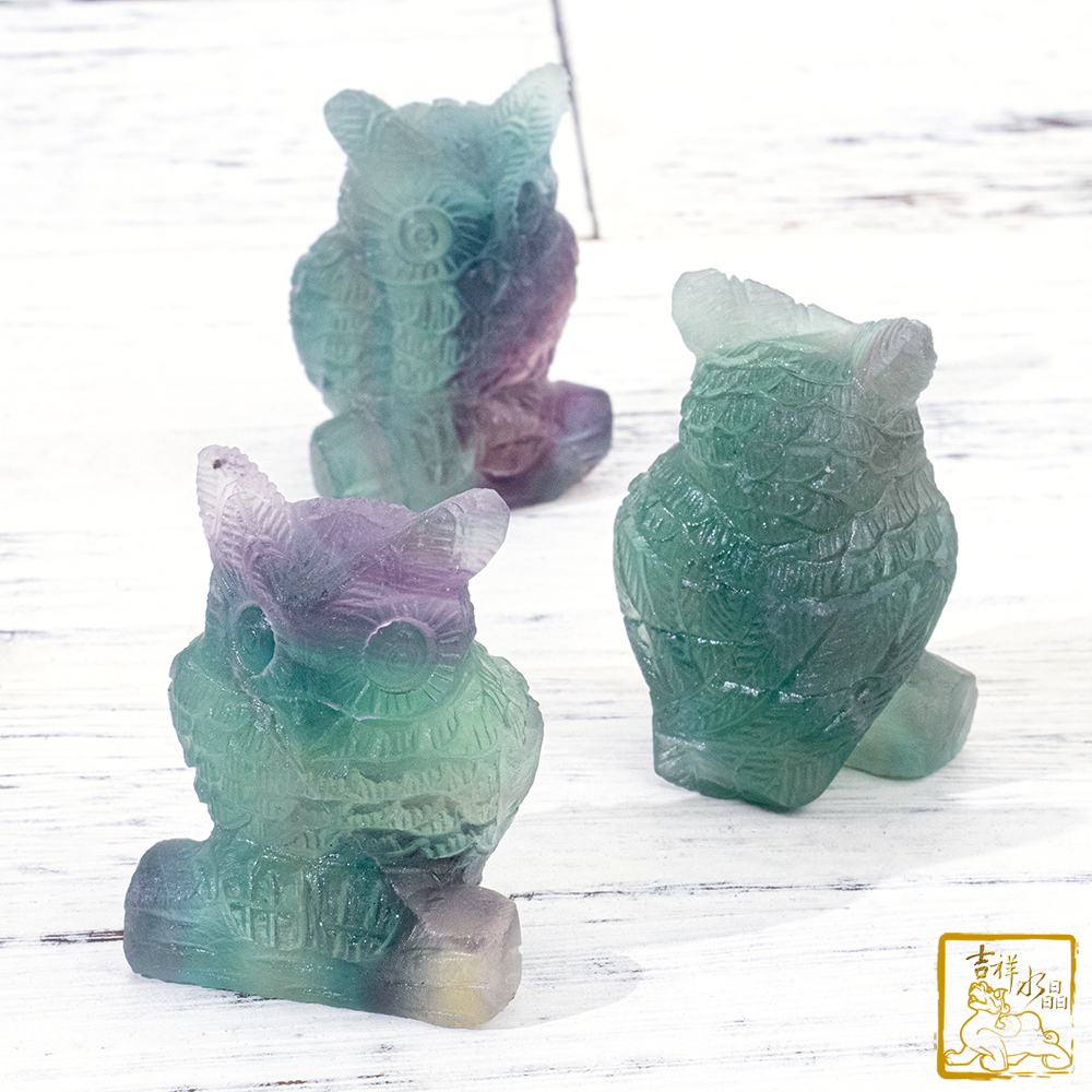 螢石貓頭鷹 5cm 智慧思考 / 不挑色隨機出貨