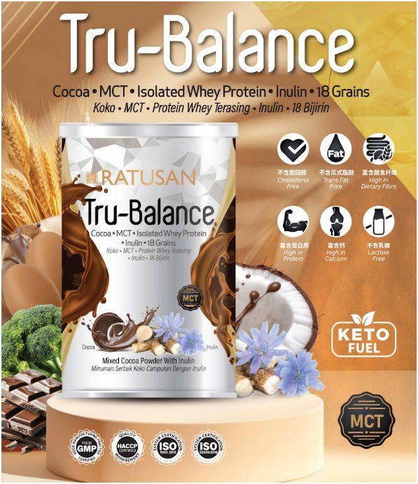 SS223/New product: TRU-BALANCE 高蛋白質纖維可可代餐 含有 22 種多⾕物 450g High Fibre High Protein  Meal Replacement Drink