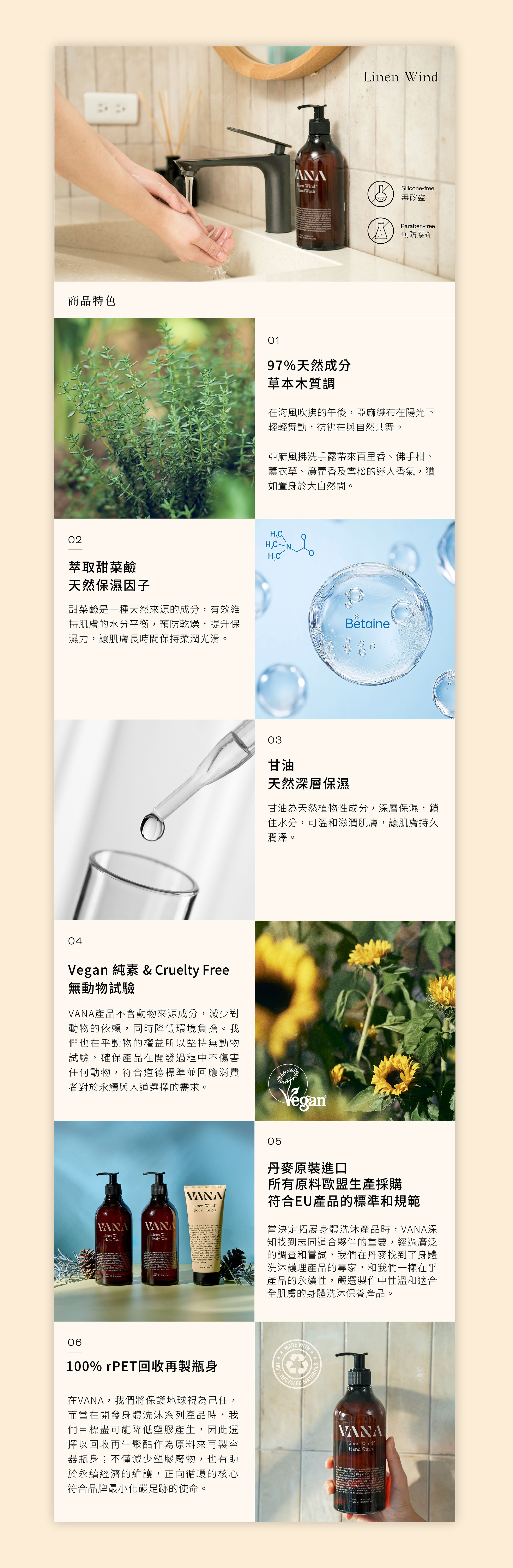 亞麻風拂植萃保濕洗手露