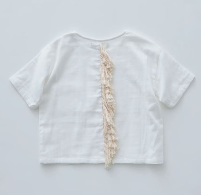 ELFINFOLK 鬃毛流蘇T恤 Double Guaze Tategami Tee-off white