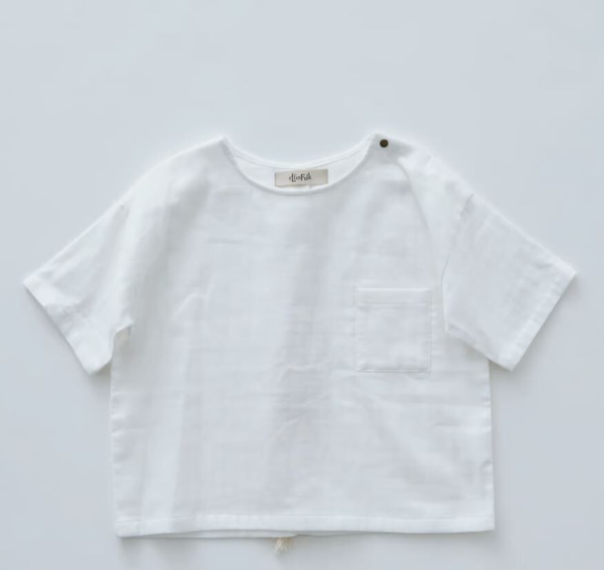 ELFINFOLK 鬃毛流蘇T恤 Double Guaze Tategami Tee-off white