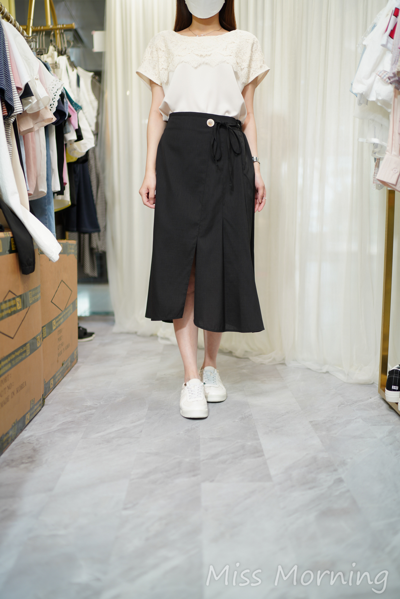 lace肩雪紡衫(14579)&有心思麻料裙(33948)