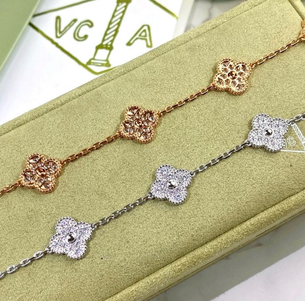 18k滿天星mini六花四葉草”激光鑽高奢定製手鍊