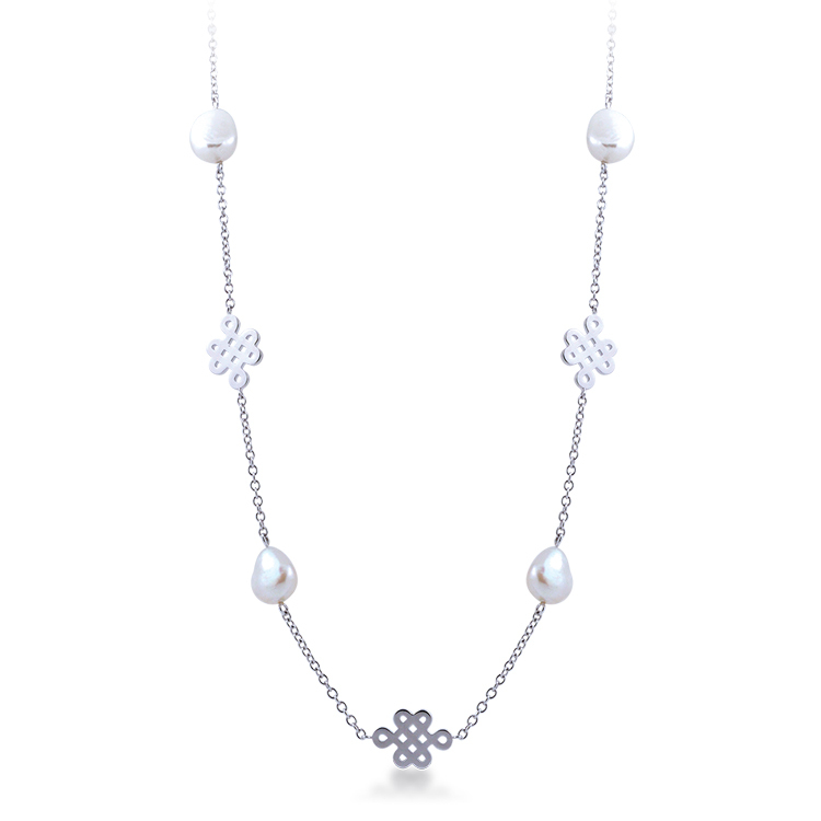天然變形珍珠「愛永恆 EverLove」925純銀套鍊 (18吋+4公分延長鍊)(特價3,288元)-PWSNS0008