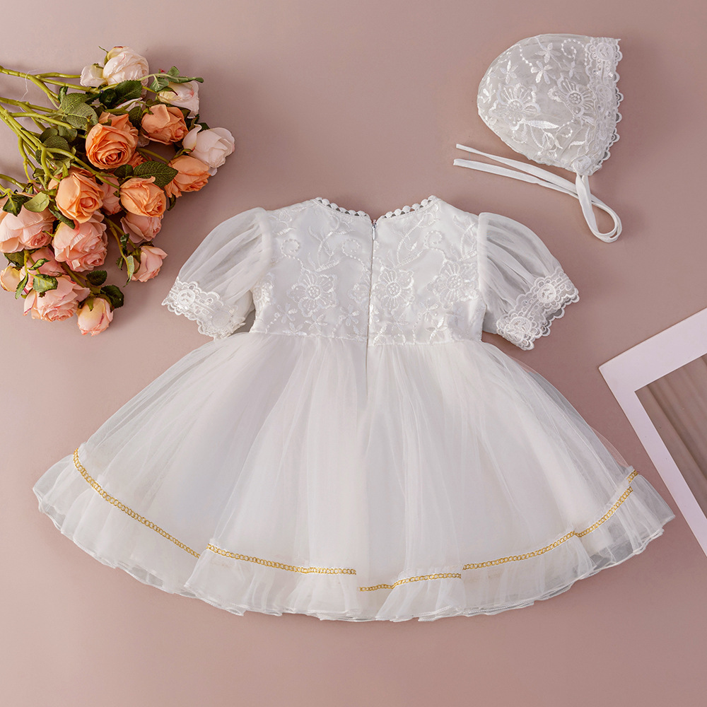 女寶有袖花邊禮服裙