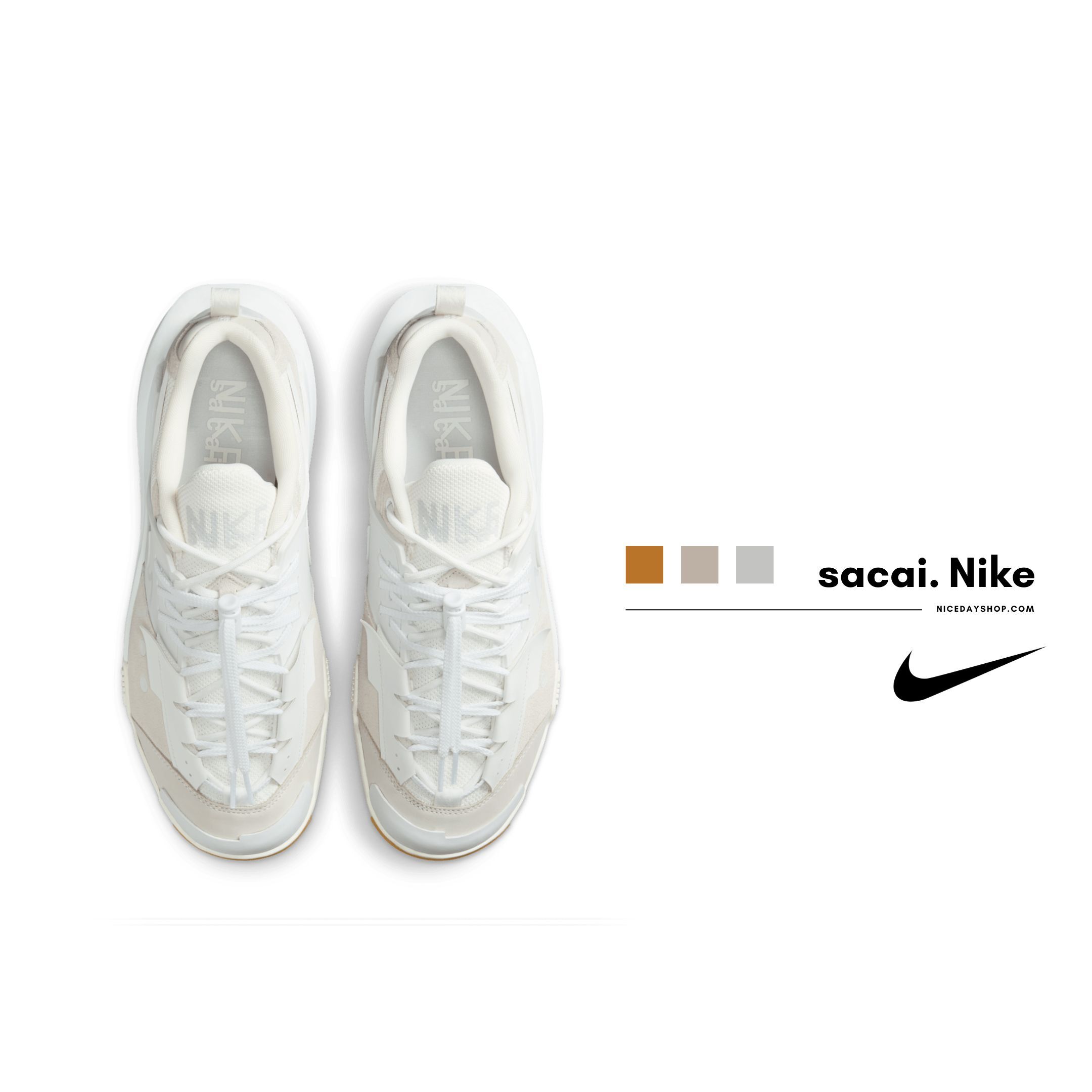 NICEDAY 代購 sacai x Nike Zegamadome SP 聯名 白色 米白 焦糖 解構 復古 HQ8618-100
