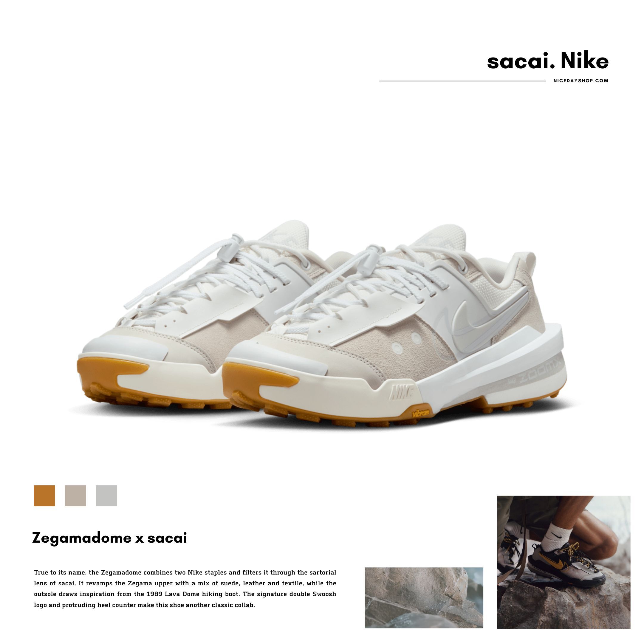 sacai ✖️Nike Zegamadome 白 28cm NIKE公式】ゼガマドーム x sacai 'Summit White' (HQ8618-100 / NIKE