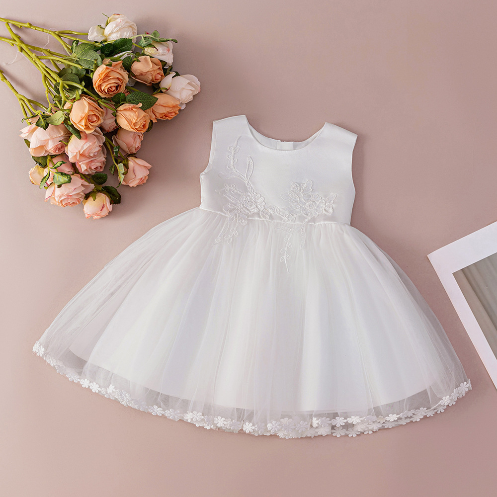 女寶刺繡簡約婚紗禮服裙