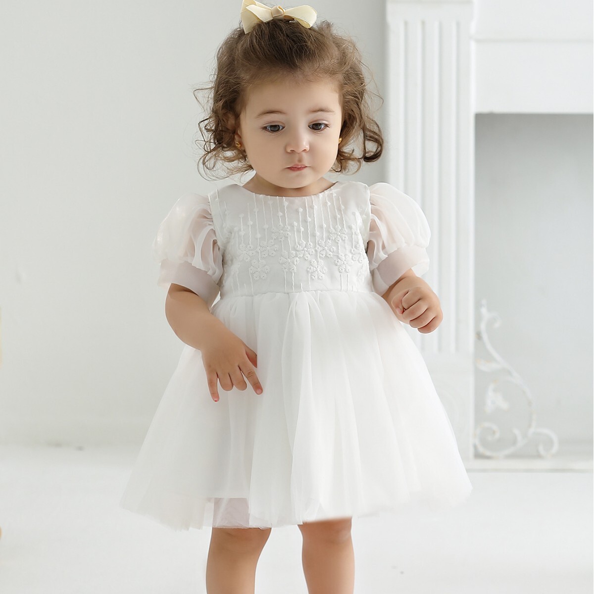 女寶歐根紗歐美風禮服裙