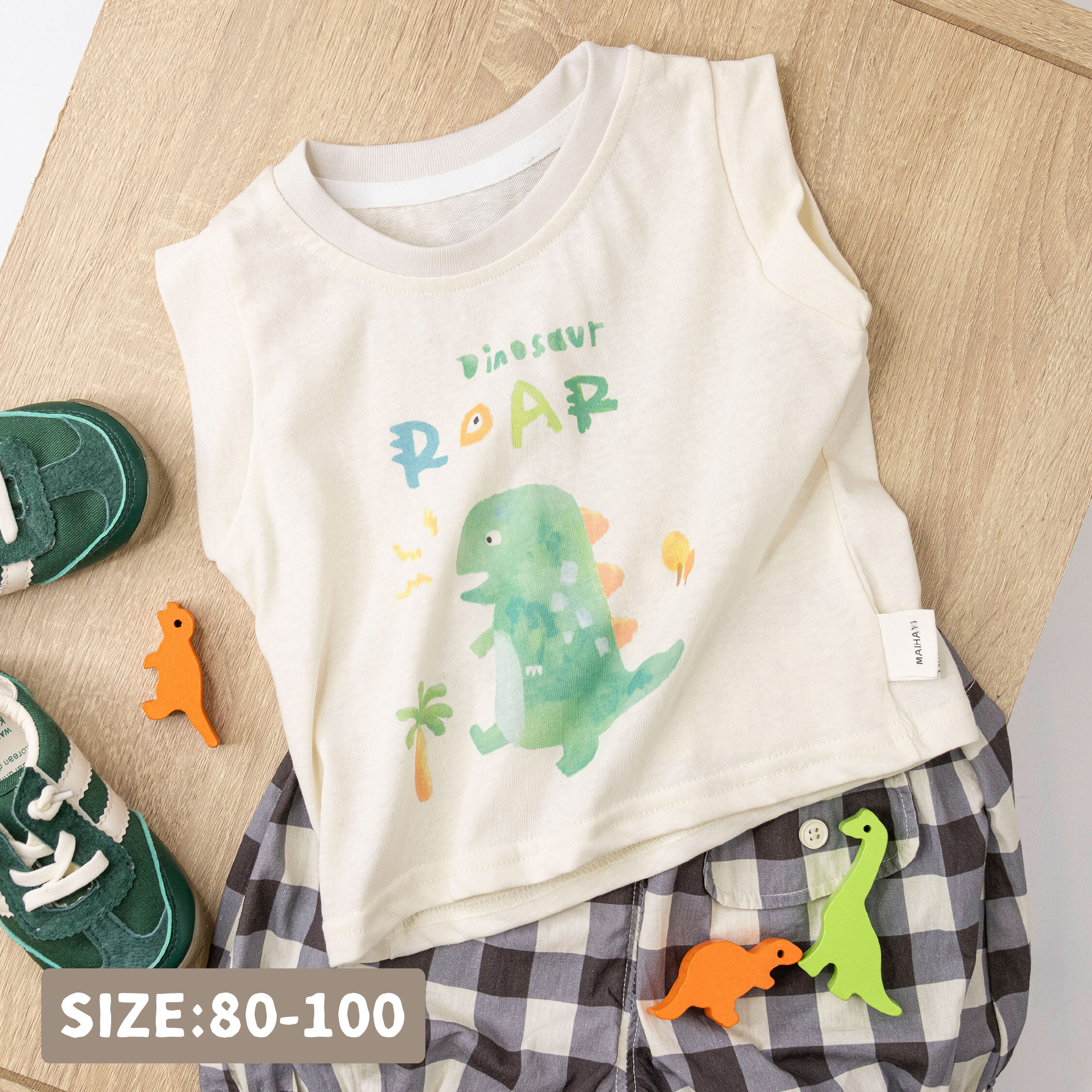 水彩風胖胖恐龍質感舒適背心 (H50431)