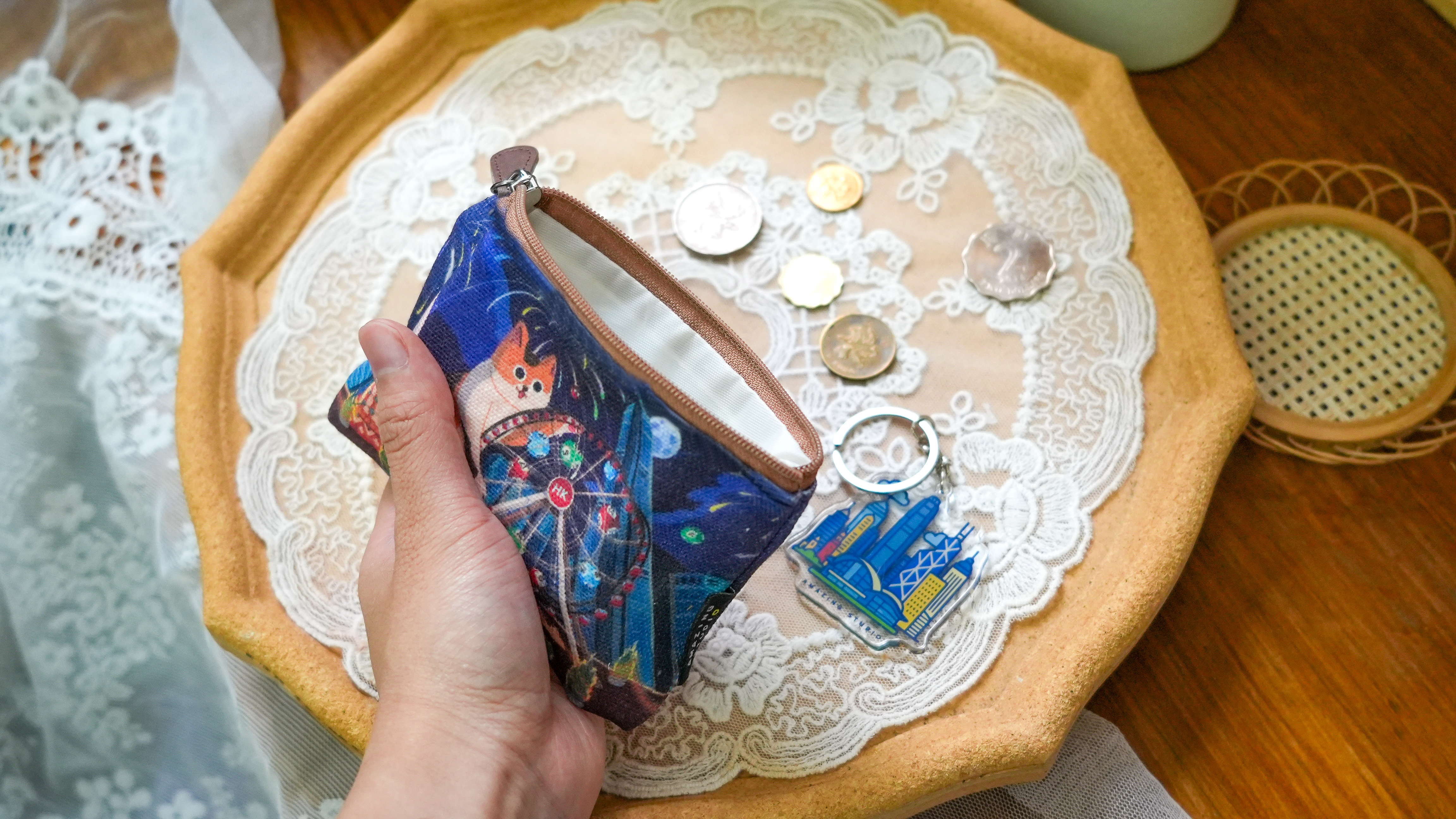 【貓遊街角 - 摩天輪】 帆布零錢袋丨Amazing Studio