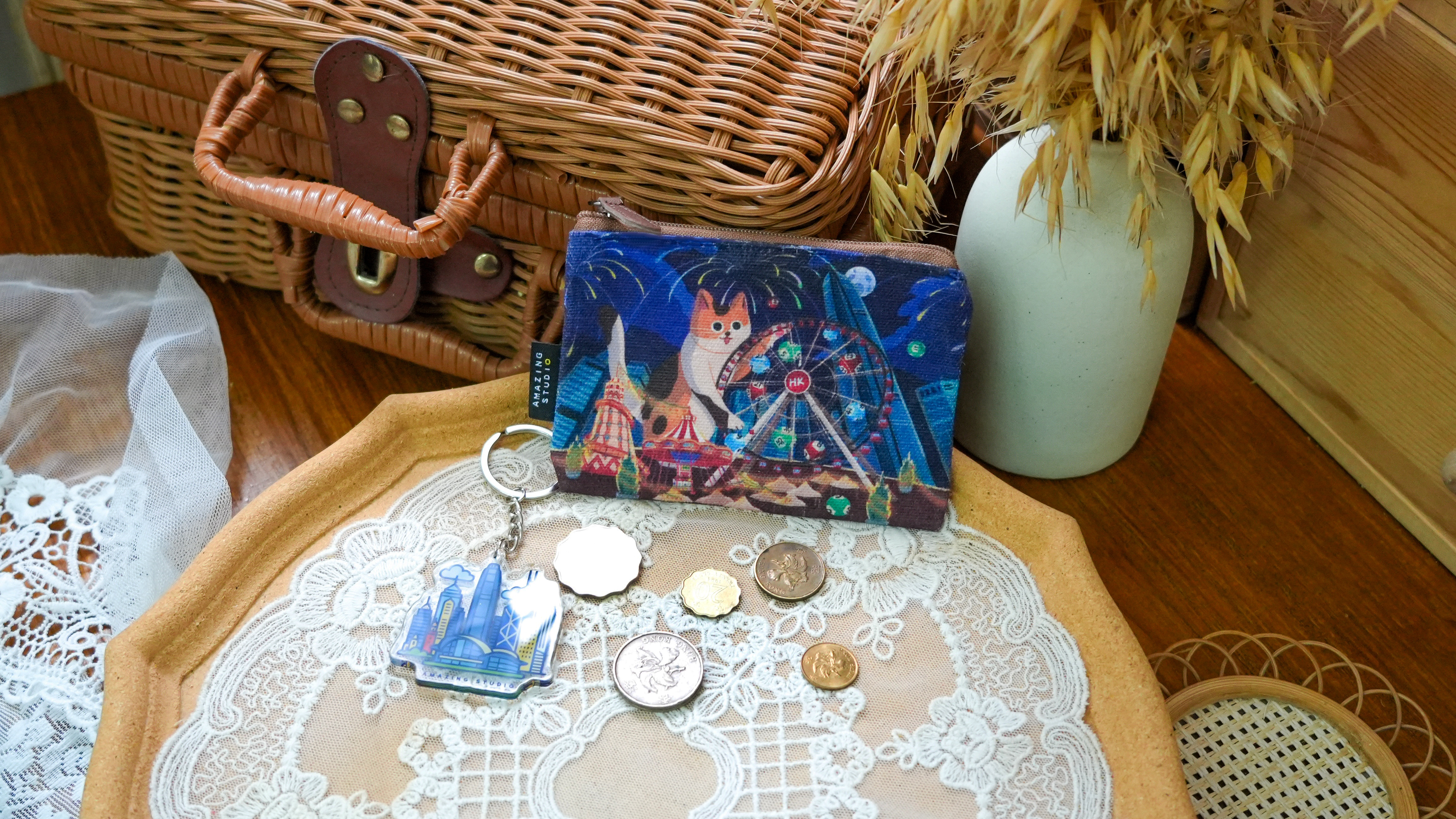 【貓遊街角 - 摩天輪】 帆布零錢袋丨Amazing Studio