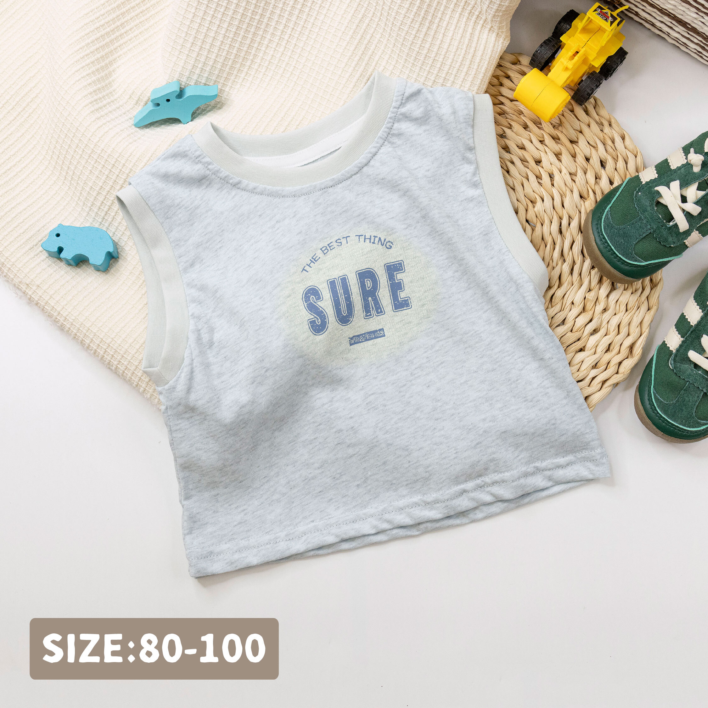 街頭美式英字舒適質感背心 (H50434)