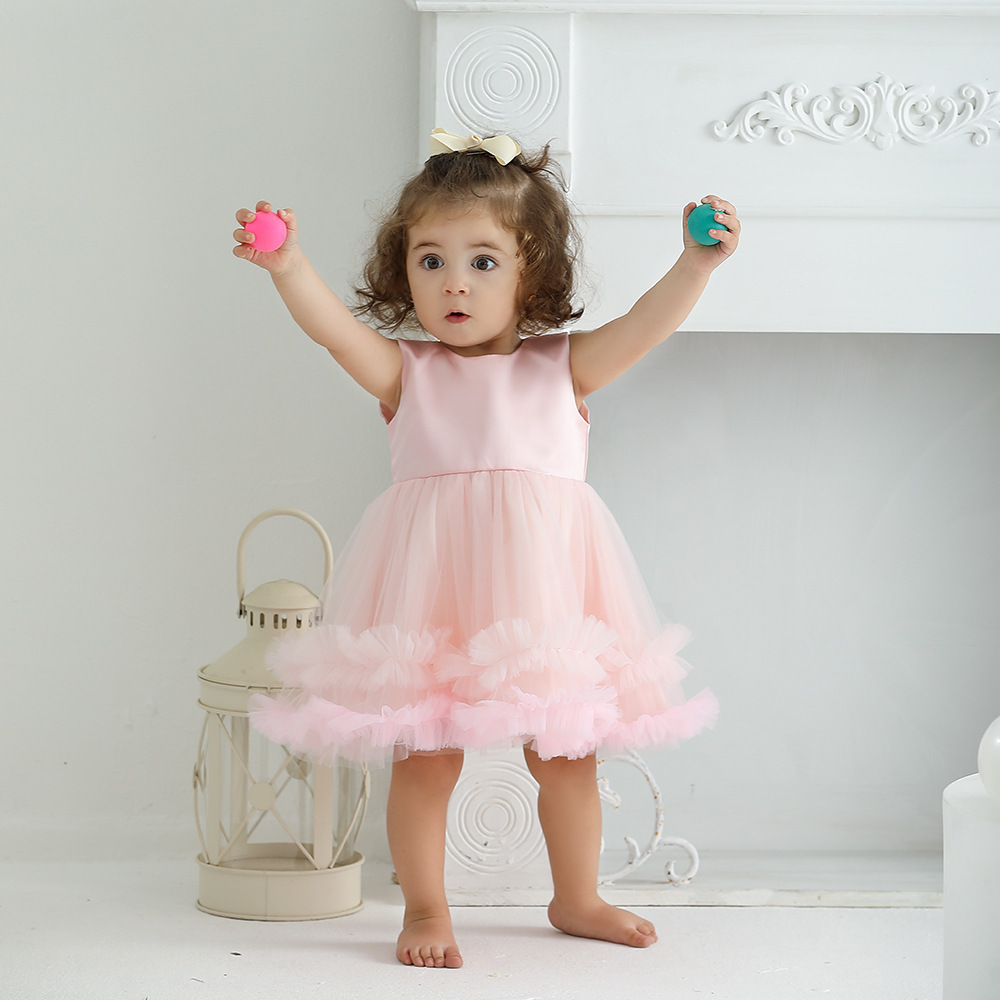女寶粉色tutu小禮服裙