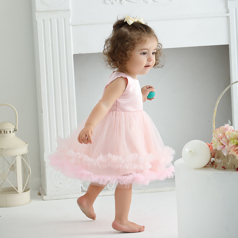 女寶粉色tutu小禮服裙