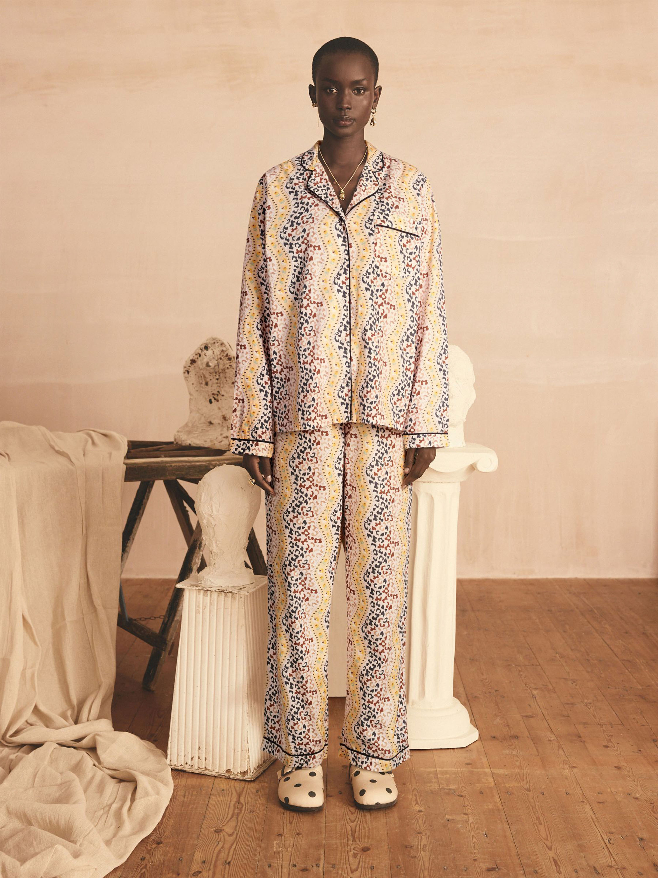 Cath Animal 豹紋長袖長褲睡衣套組