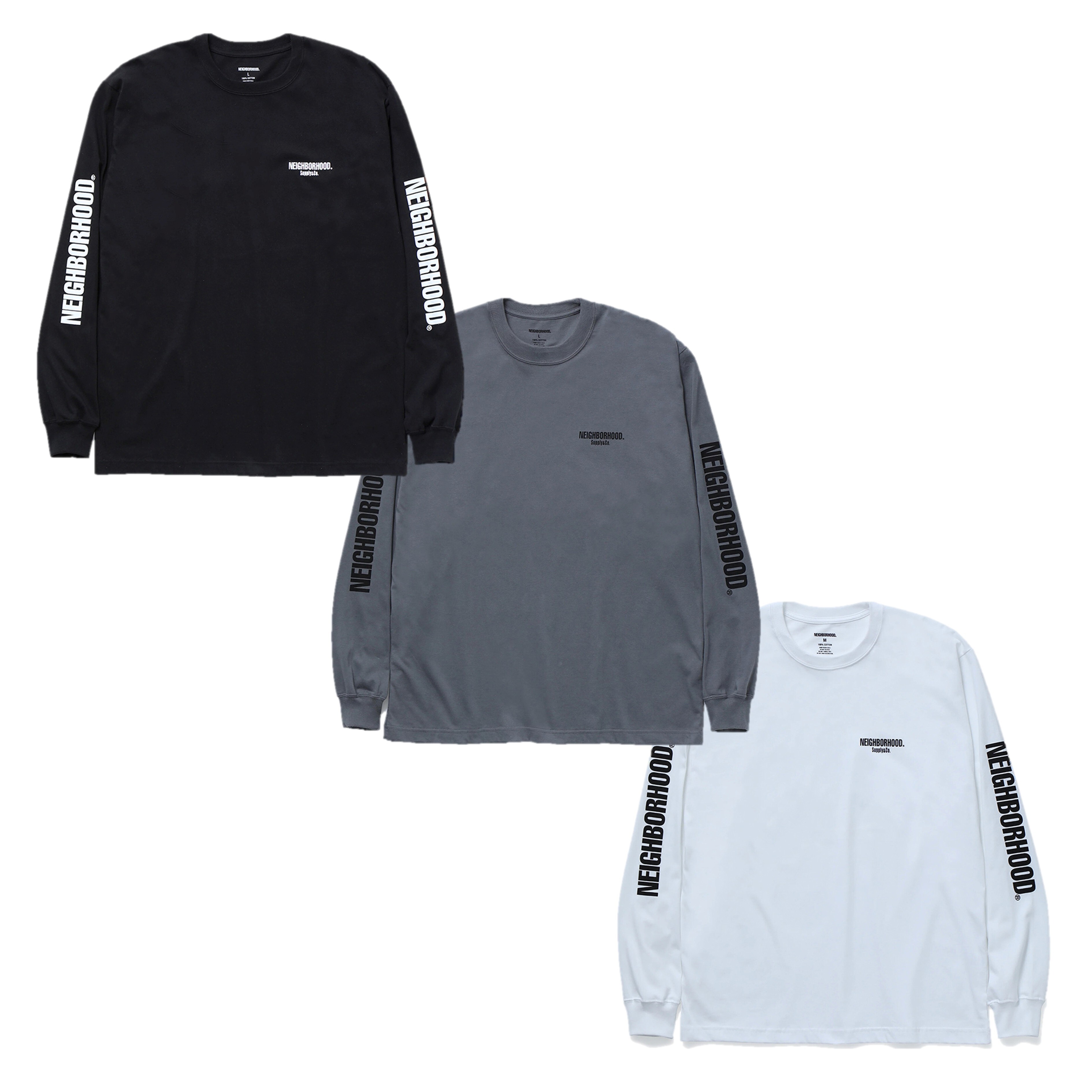NEIGHBORHOOD NH . TEE LS-1 黑/灰/白長袖T恤上衣251PCNH-LT01
