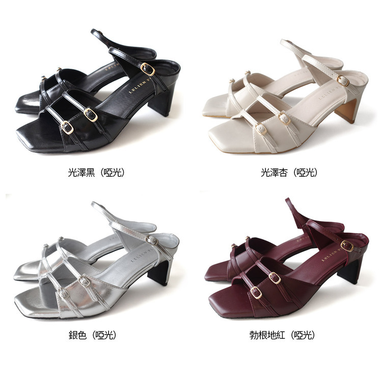微露時尚 雙帶金屬扣穆勒涼鞋【CX3129】