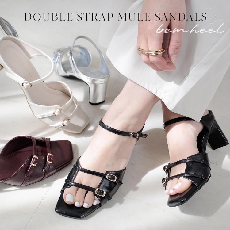 微露時尚 雙帶金屬扣穆勒涼鞋【CX3129】