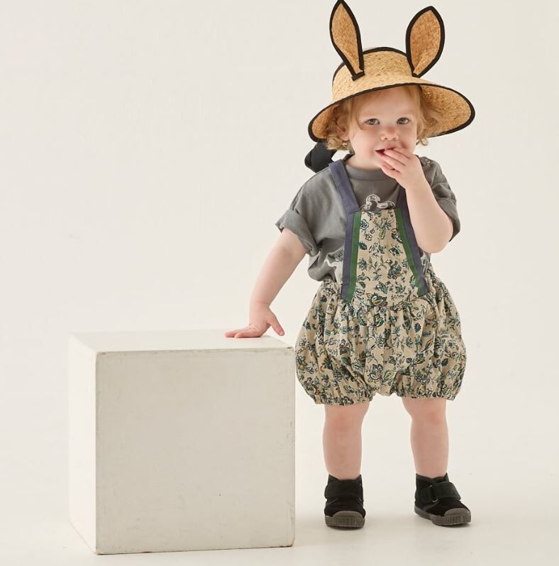 ELFINFOLK 花草吊帶燈籠褲 Multi flora baby salopette-greige