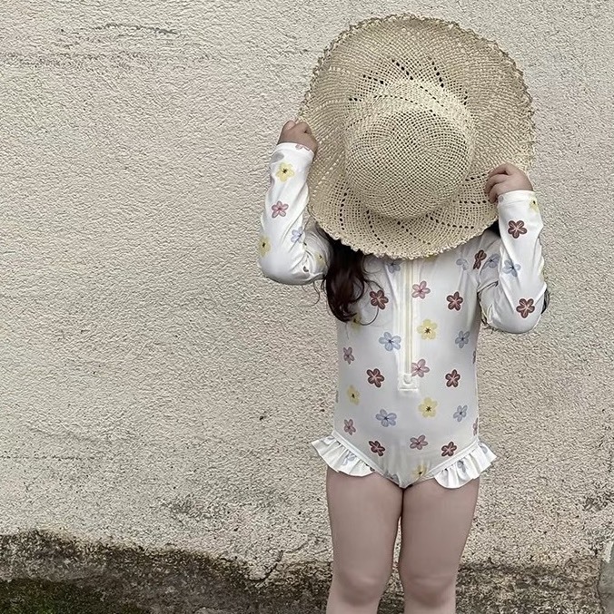 渡假花朵防曬連身泳衣套裝 / 4款