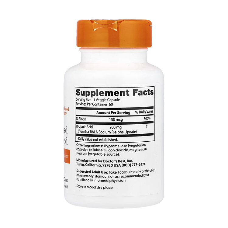 Doctor's Best, Best Stabilized R-Lipoic Acid, 200 mg, 60 Veggie Caps