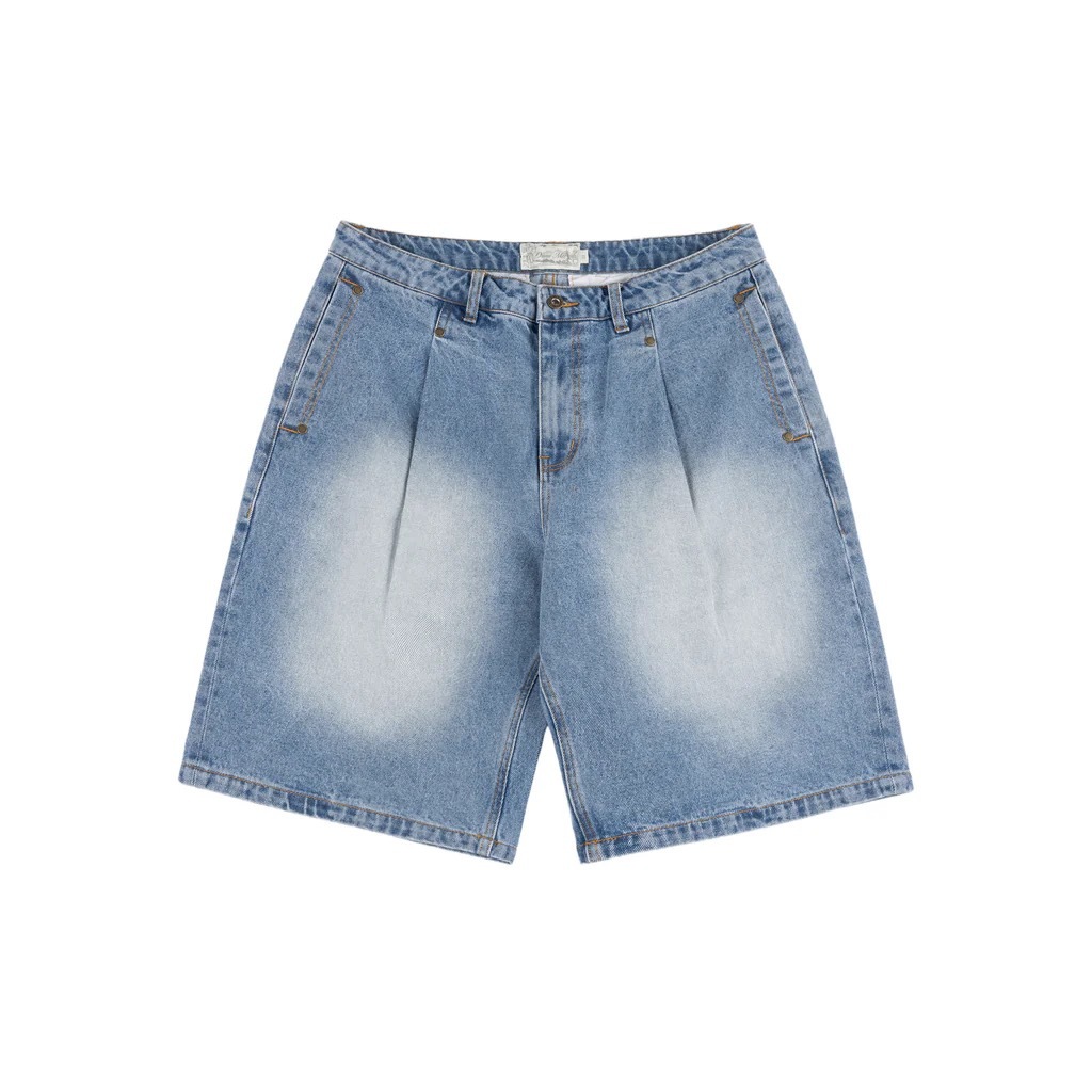 DIME｜Pleated Denim Shorts "Blue Washed"