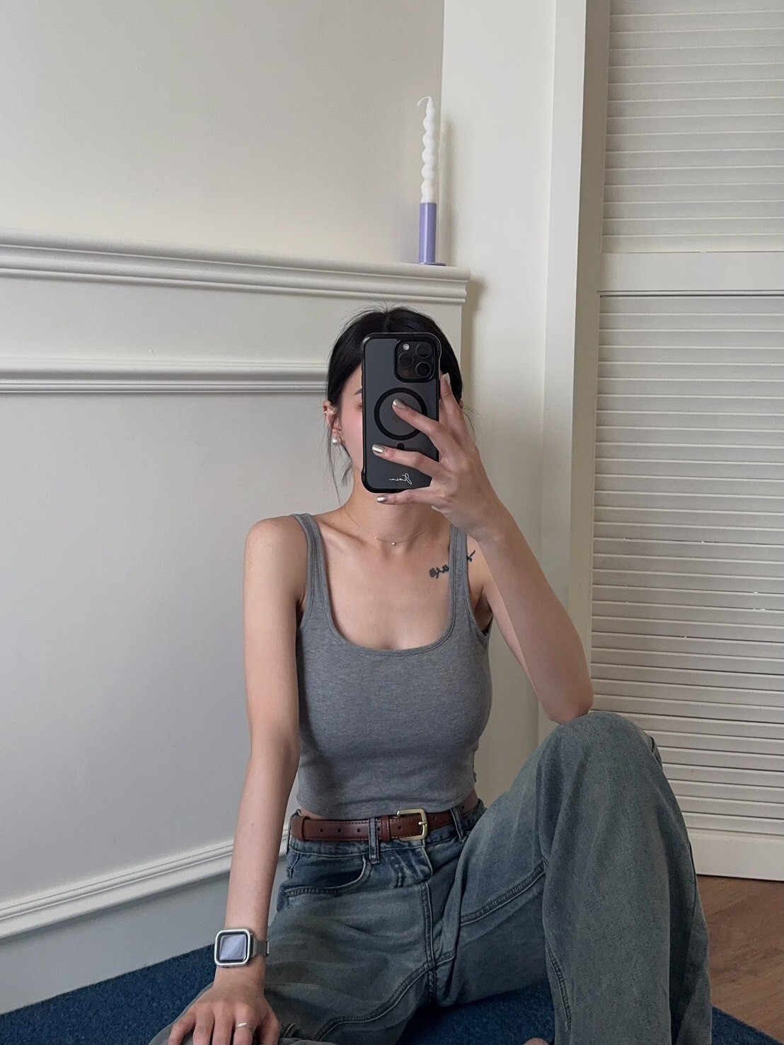 方圓領後露背BRATOP