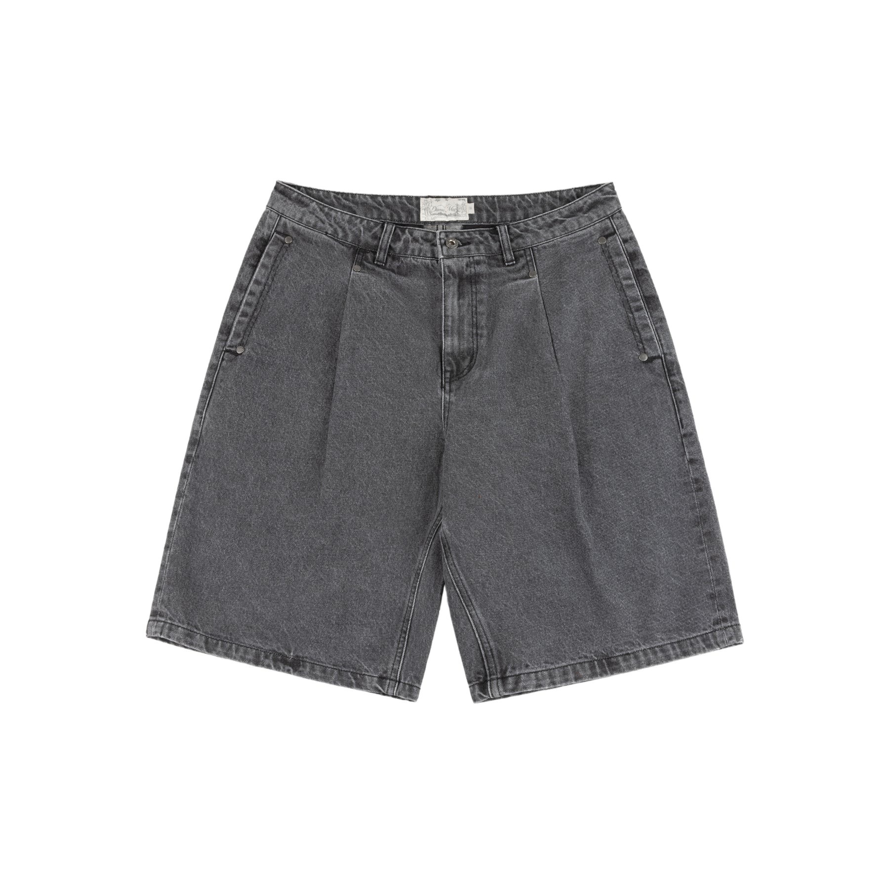 DIME｜Pleated Denim Shorts "Faded Black"