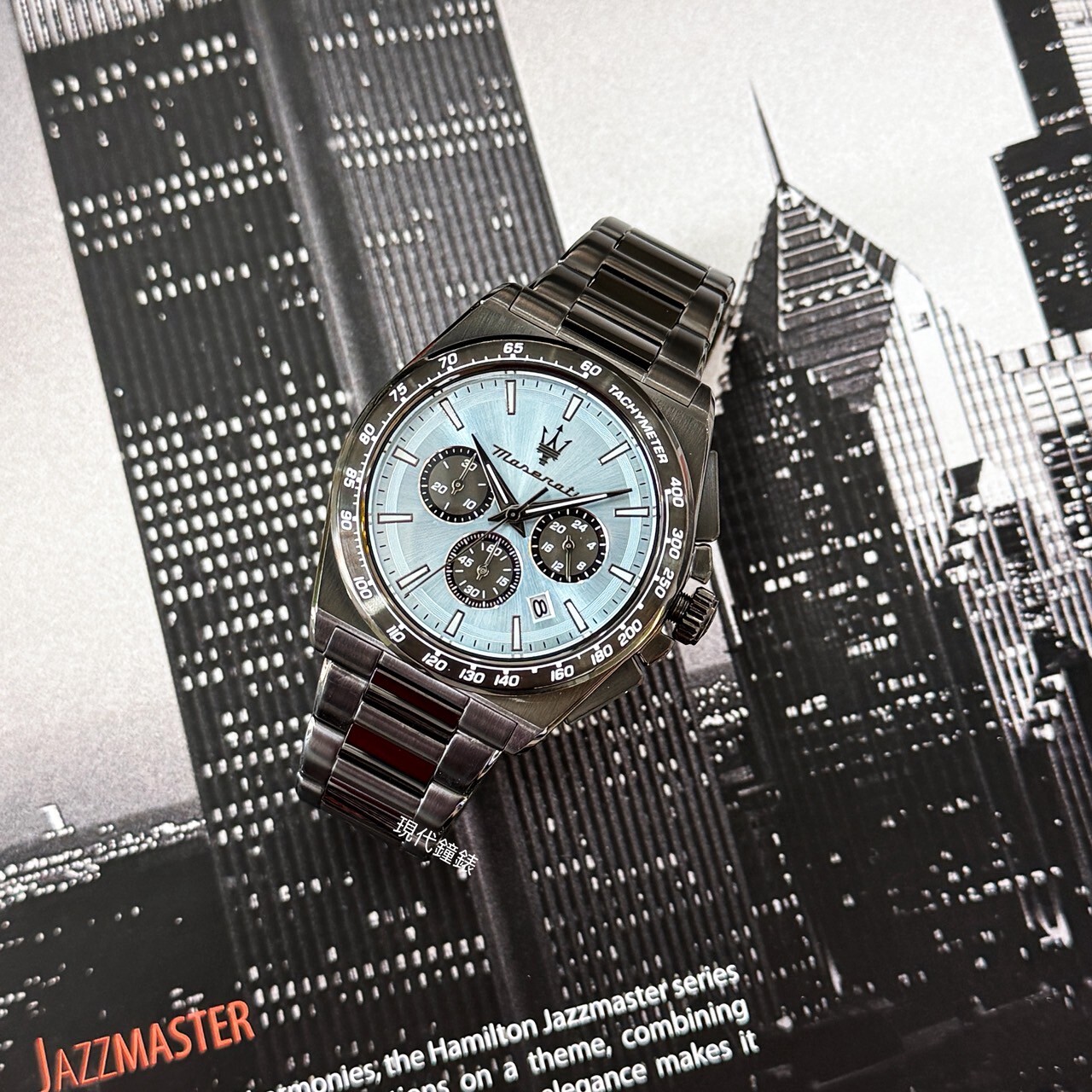 【Maserati 瑪莎拉蒂】Velocità系列 冰藍熊貓三眼計時腕錶R8873652004  43mm 現代鐘錶