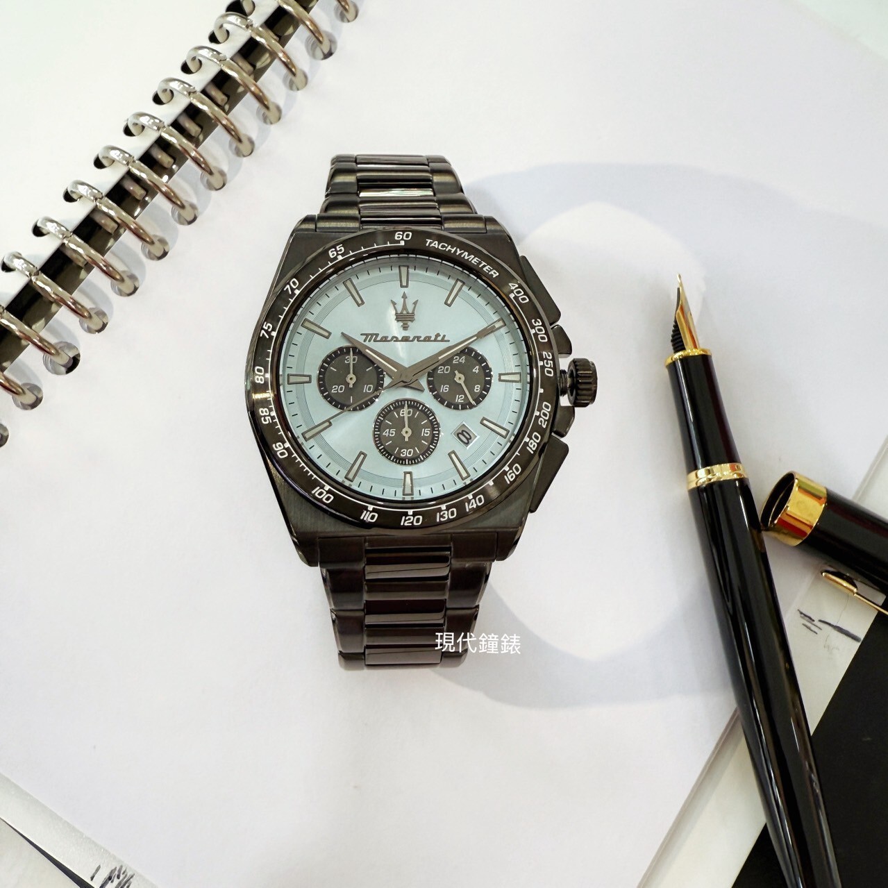 【Maserati 瑪莎拉蒂】Velocità系列 冰藍熊貓三眼計時腕錶R8873652004  43mm 現代鐘錶