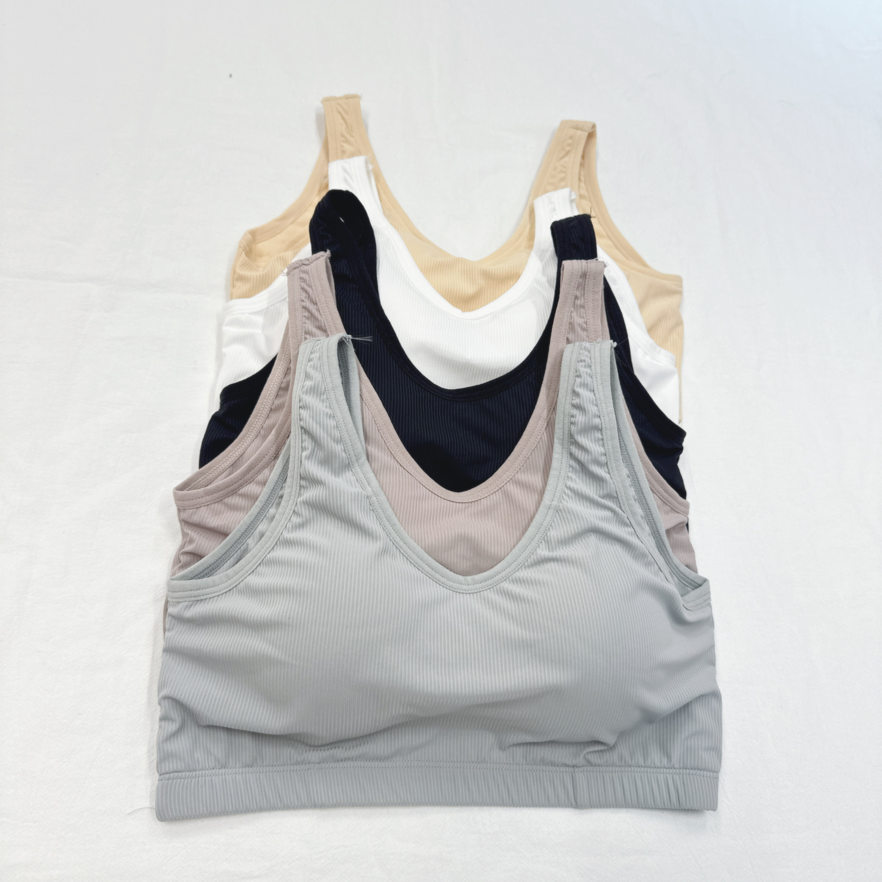 207-冰絲暗紋固定杯背心CasualBra - 2件裝 (S66-S70)