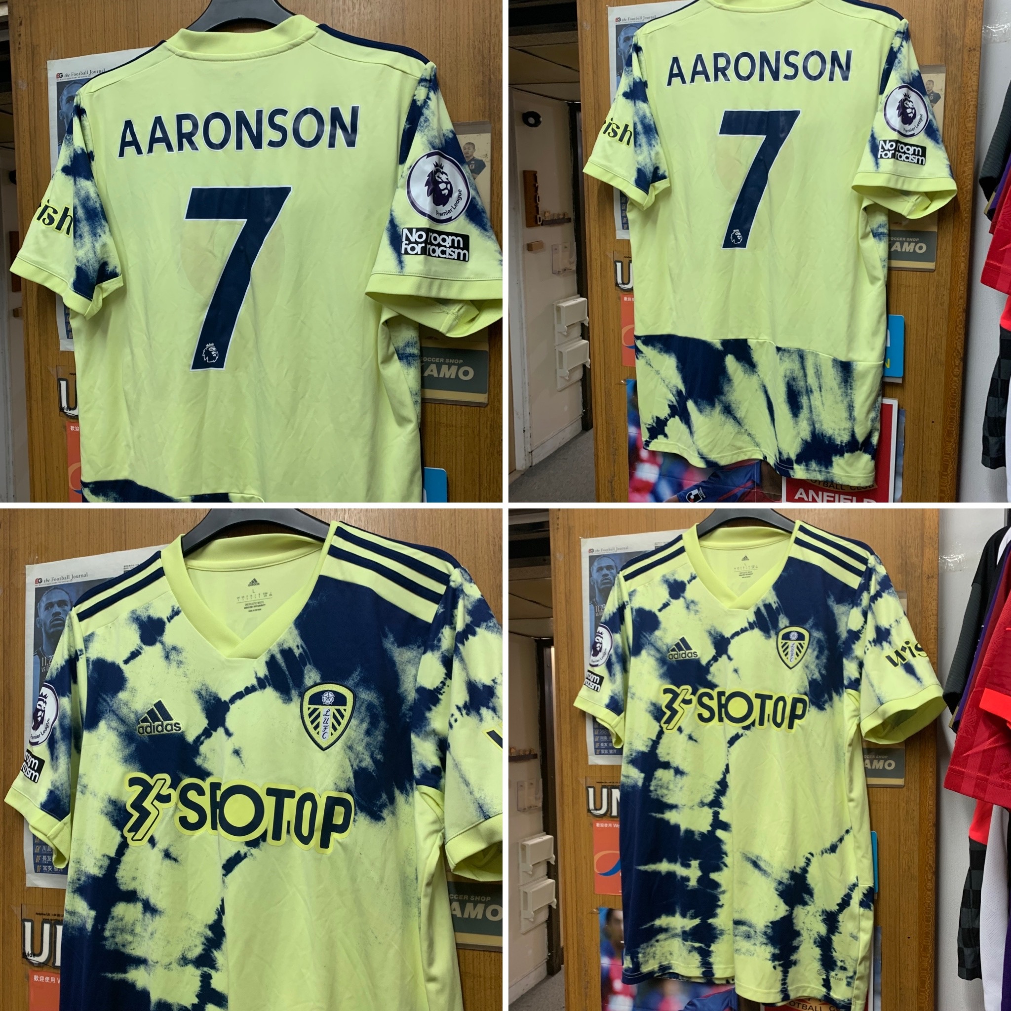2022 Leeds United Away shirt with 7 AARONSON [Used, L 90% New]