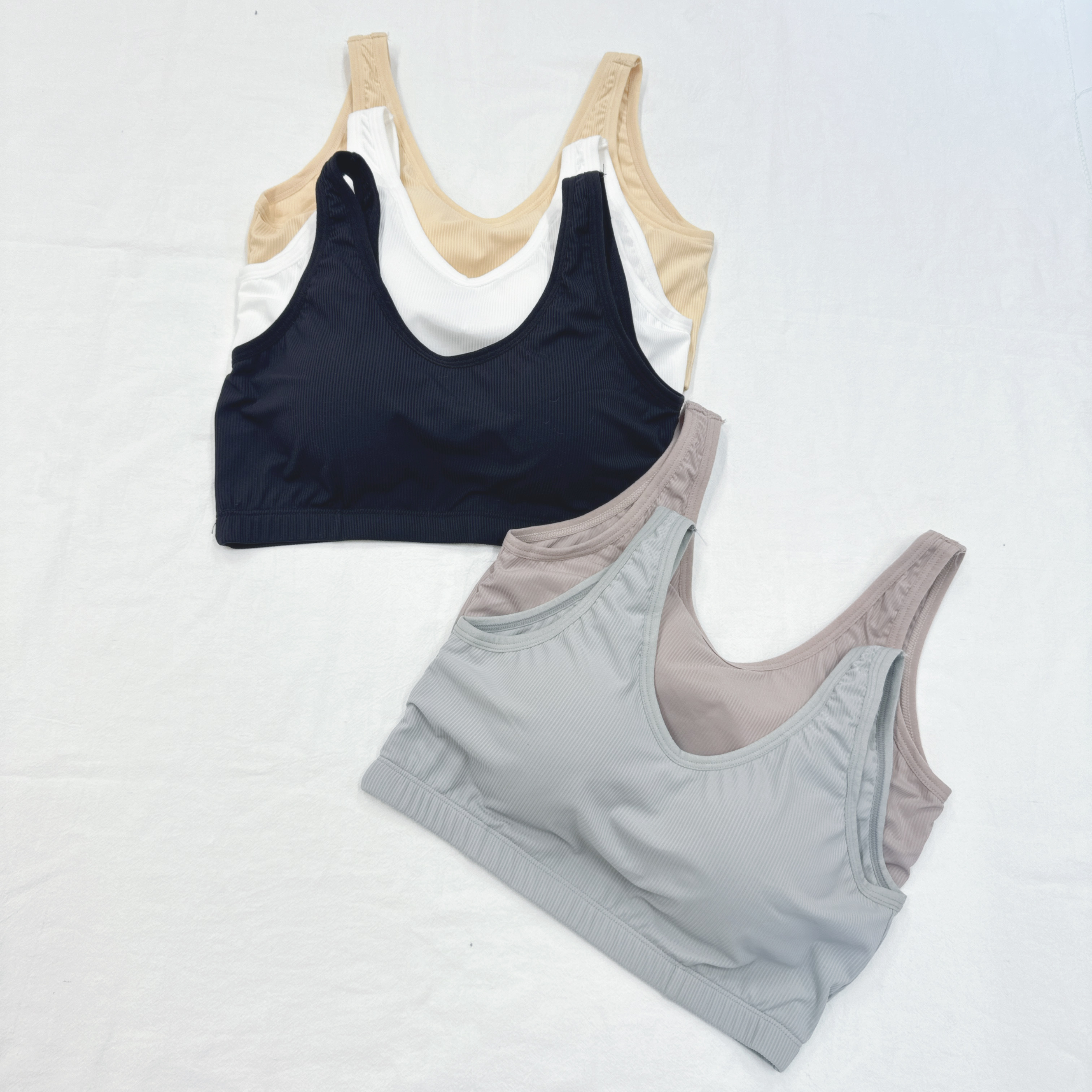 207-冰絲暗紋固定杯背心CasualBra - 2件裝 (S66-S70)