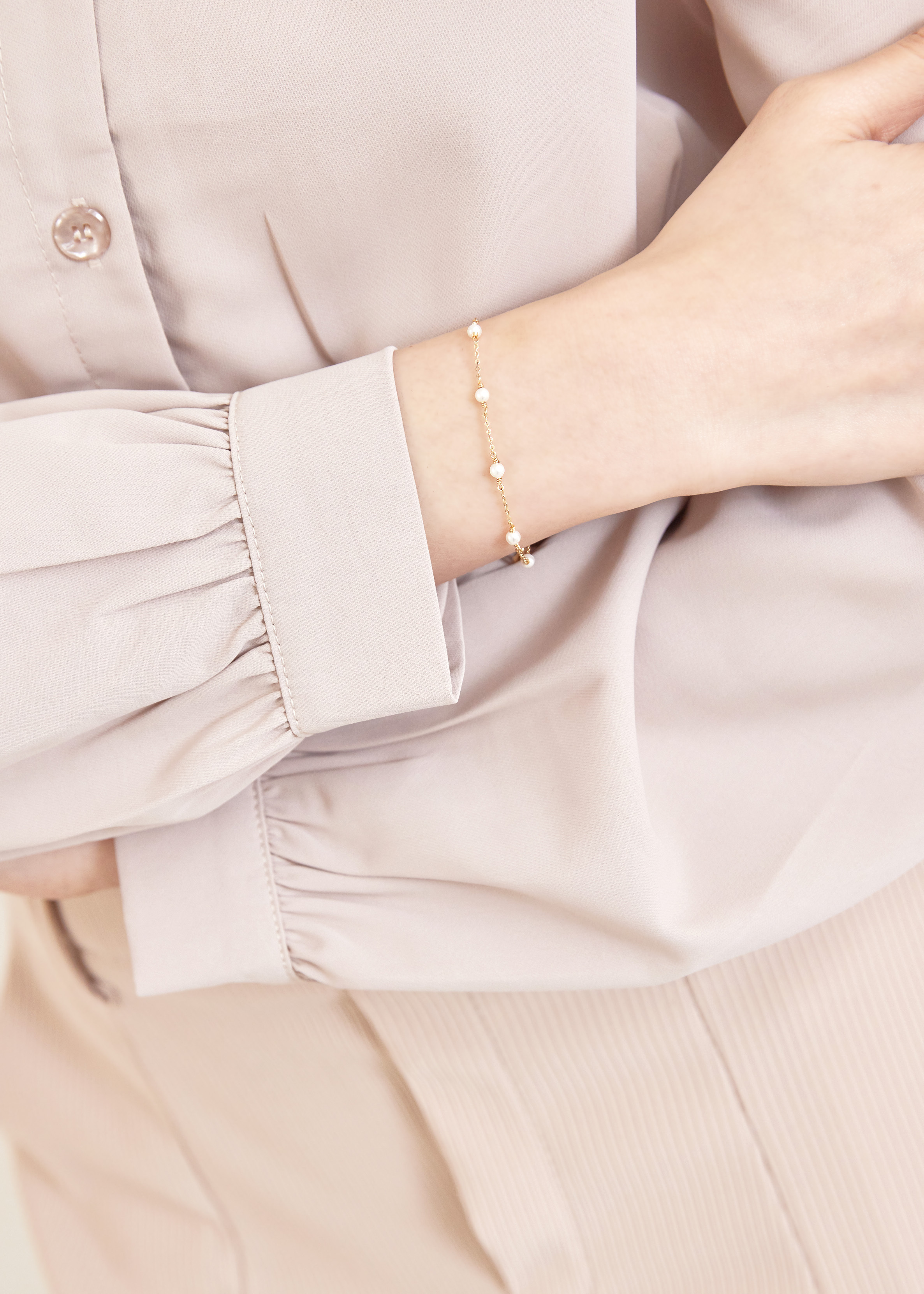 Pearl 珍珠手鍊-14K注金